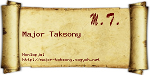 Major Taksony névjegykártya